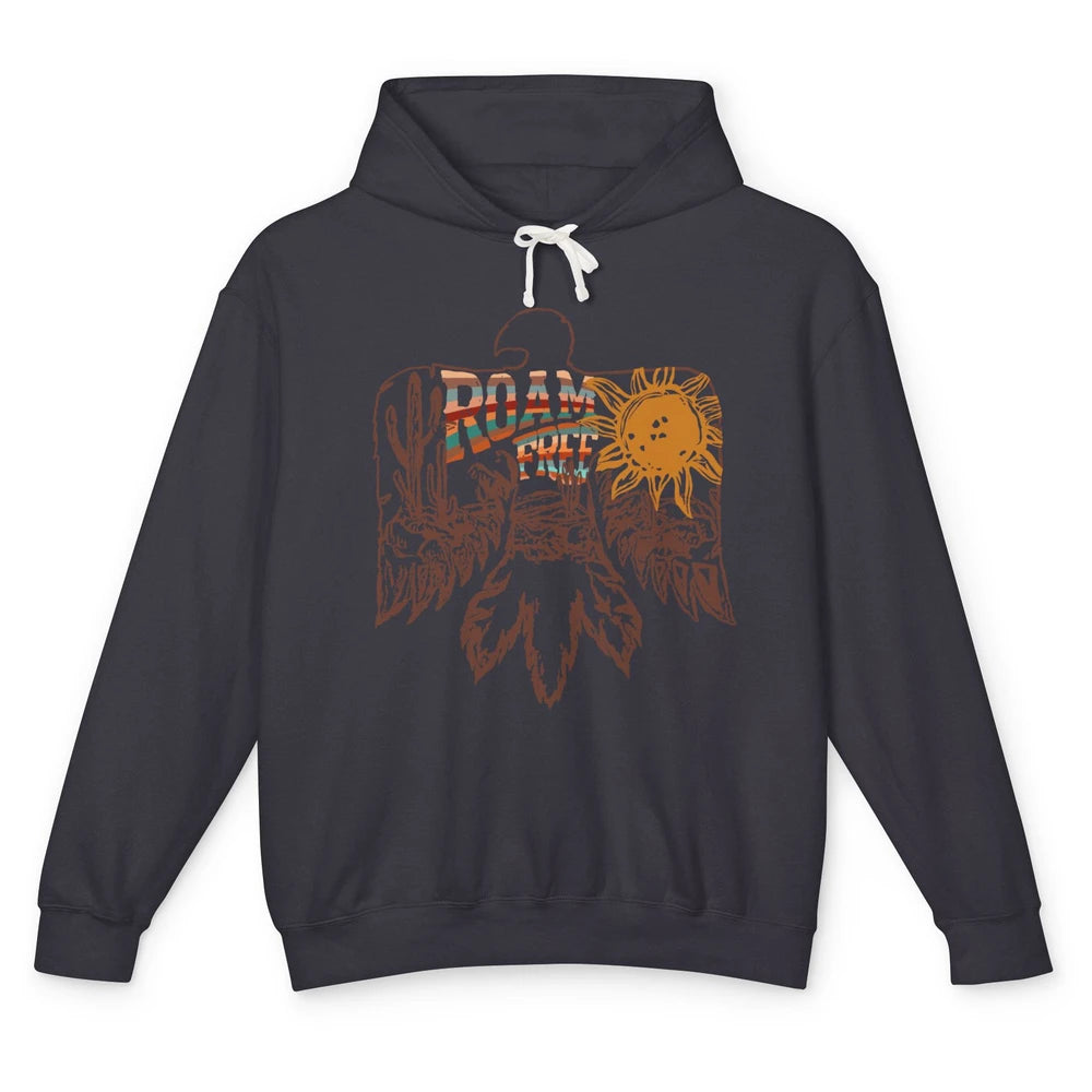 Retro Thunderbird Desert Cactus Roam Free Western Country Unisex Lightweight Hoodie