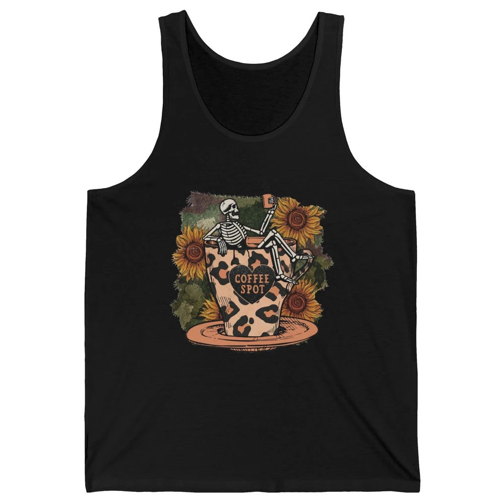 Sunflower Skeleton Dead Inside But Caffeinated Coffee Lovers Unisex Jersey Tank