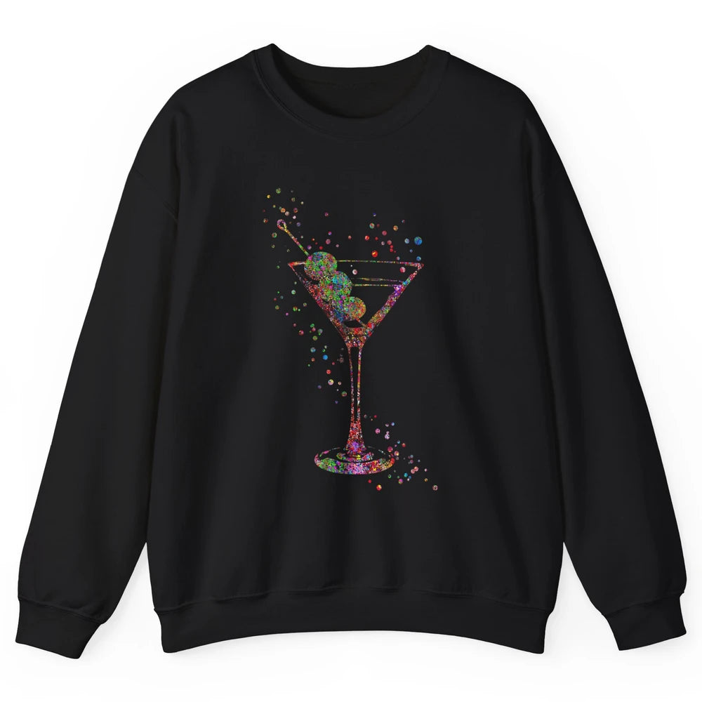 Watercolor Glass Of Martini Cocktails Wine Shot Alcoholic Unisex Crewneck Sweatshirt