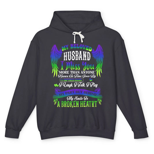 My Husband My Angel In Heaven Love Miss You Husband Wings Unisex Lightweight Hoodie