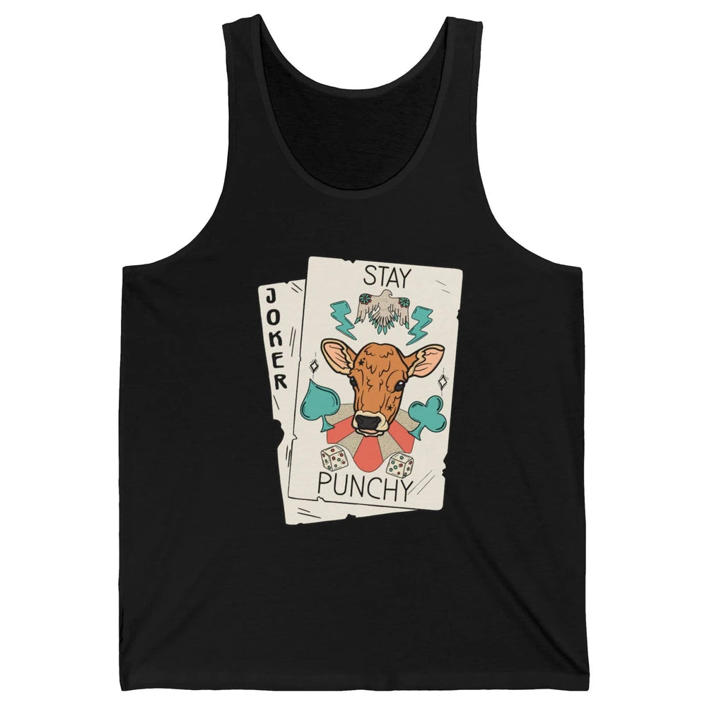 Calf Cow Stay Punchy Playing Cards Western Country Cattles Unisex Jersey Tank