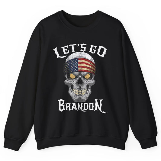 Retro Skull US Flag Let's Go Brandon Anti Biden Pro America Unisex Crewneck Sweatshirt