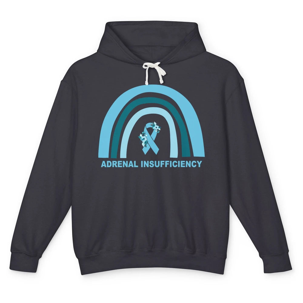 Adrenal Insufficiency Awareness Floral Blue Ribbon Rainbow Unisex Lightweight Hoodie