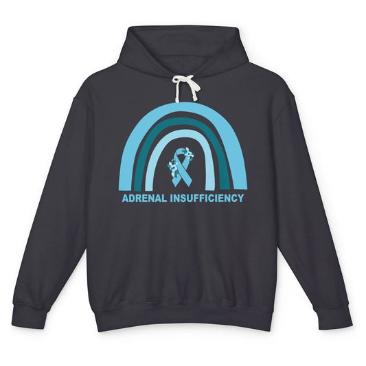 Adrenal Insufficiency Awareness Floral Blue Ribbon Rainbow Unisex Lightweight Hoodie