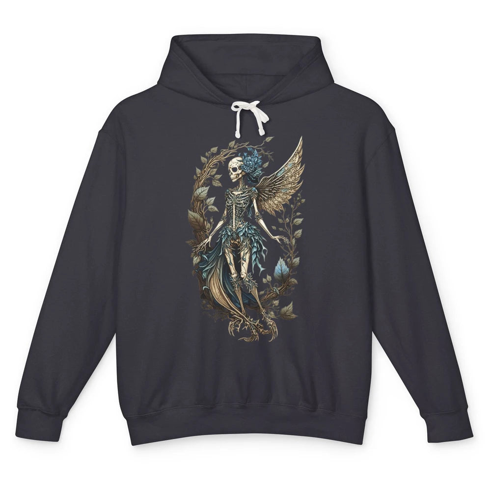 Crescent Fairy Skeleton Witchy Gothic Grunge Halloween Skull Unisex Lightweight Hoodie