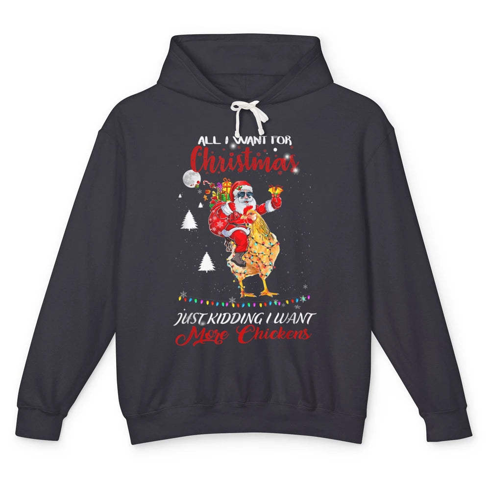 Merry Christmas Funny Santa Claus Riding Chicken Xmas Vibes Unisex Lightweight Hoodie