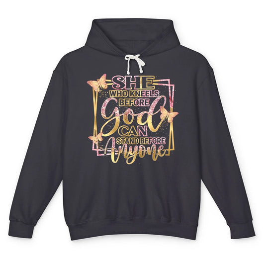 She Who Kneels Before God Black Woman Christian Bible Faith Unisex Lightweight Hoodie