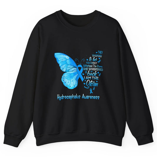 The Storm Butterfly Blue Warrior Hydrocephalus Cancer Month Unisex Crewneck Sweatshirt