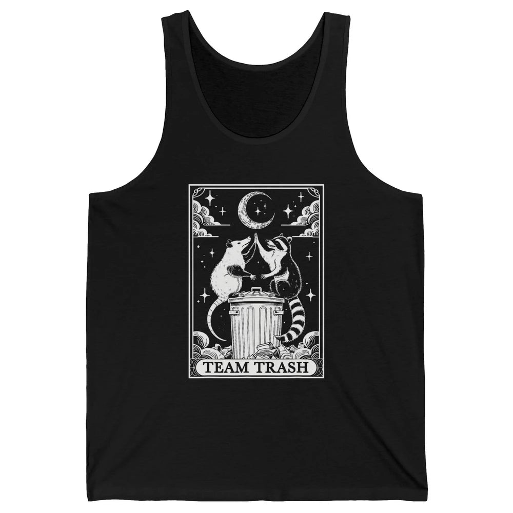 Tarot Card Vintage Team Trash Crescent Moon Opossum Panda Raccoon Gothic Trashy Sarcastic Unisex Jersey Tank