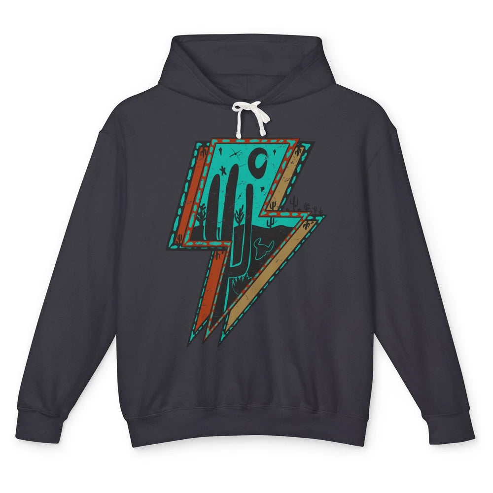 Desert Night Turquoise Lightning Bolt Western Country Girl Unisex Lightweight Hoodie