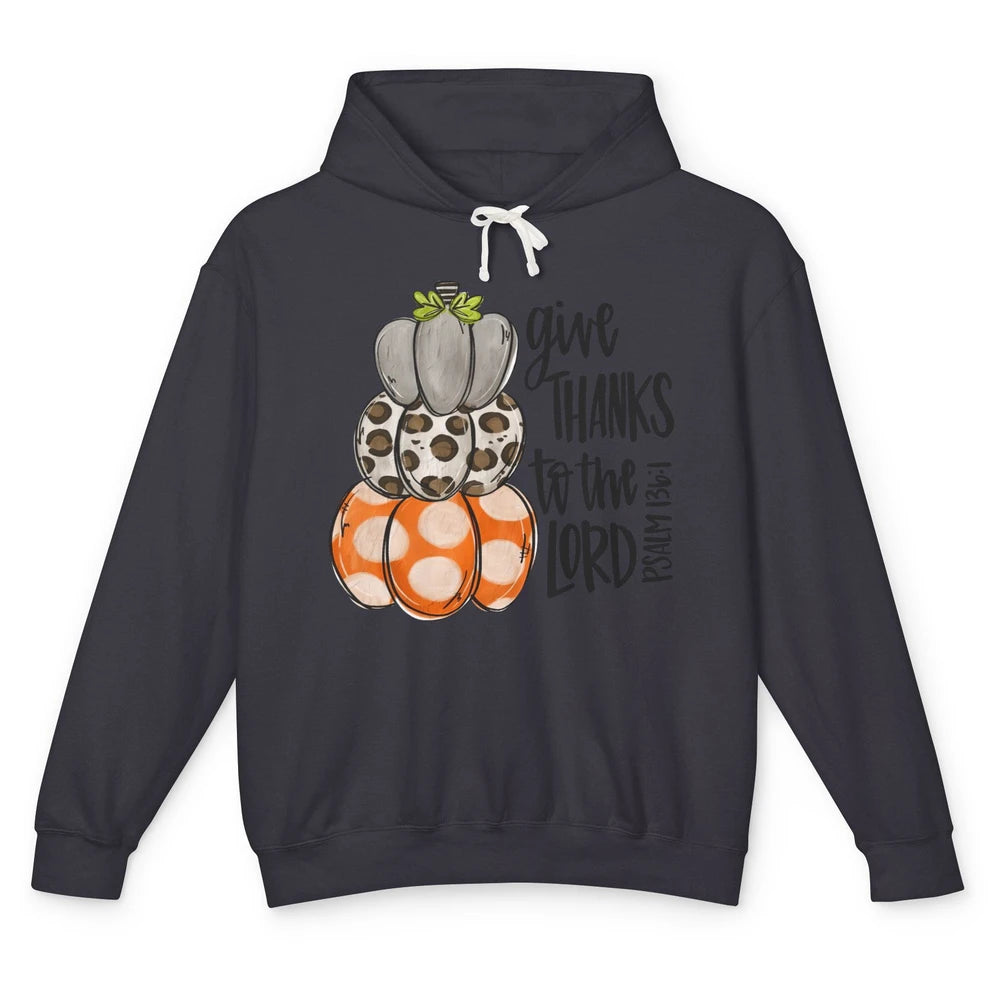 Retro Pumpkin Give Thanks To The Lord Christian Thanksgiving Unisex Lightweight Hoodie