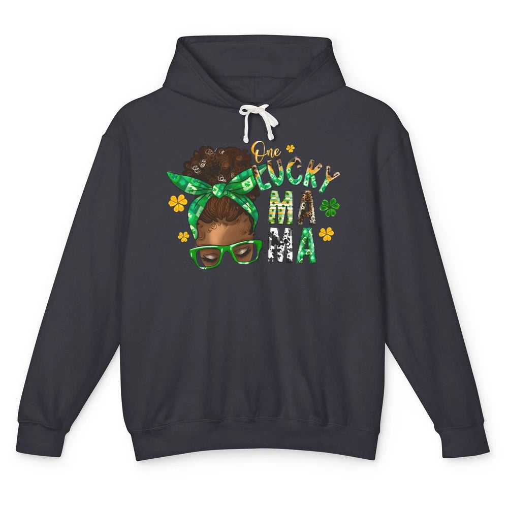 One Lucky Mama Afro Mom St Patrick's Day Black Mother Gift Unisex Lightweight Hoodie