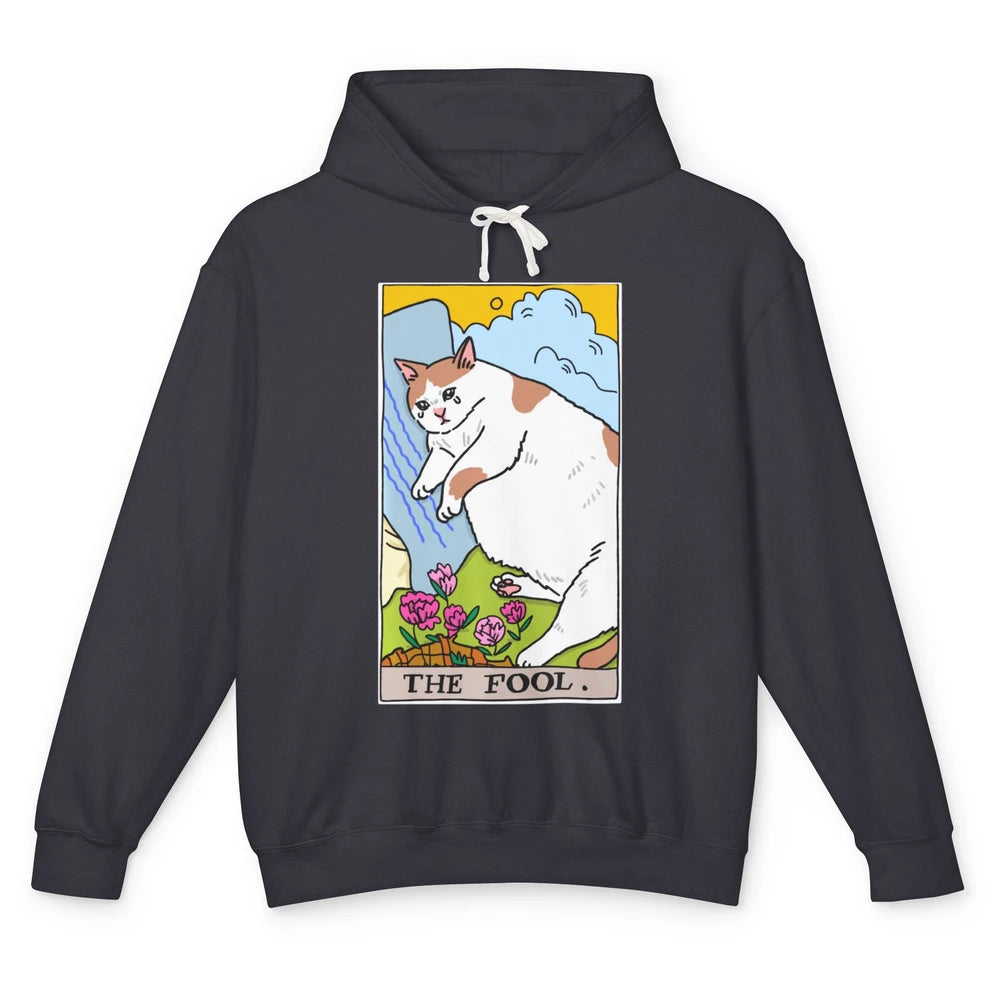 The Fool Meme Cat Tarot Card Reader Gothic Occult Halloween Unisex Lightweight Hoodie