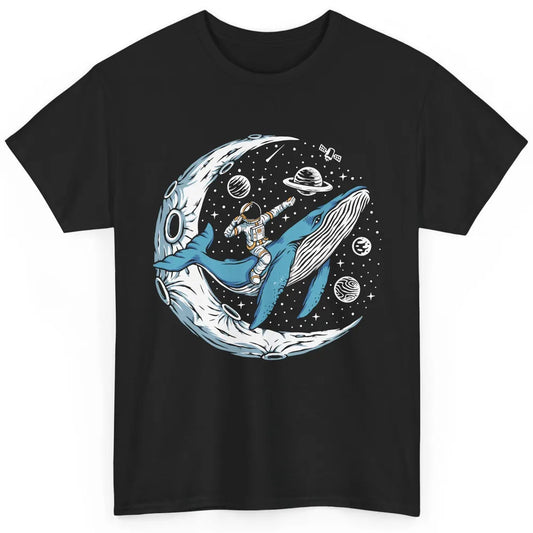 Funny Astronaut On The Moon Riding A Whale Space Astrology Classic Unisex T-Shirt