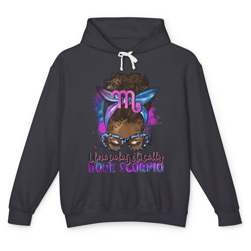 Afro Scorpio Queen Galaxy Horoscope Messy Hair Black Woman Unisex Lightweight Hoodie