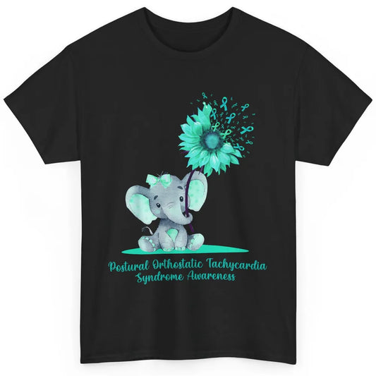 Sunflower Baby Elephant POTS Awareness Turquoise Ribbon Classic Unisex T-Shirt