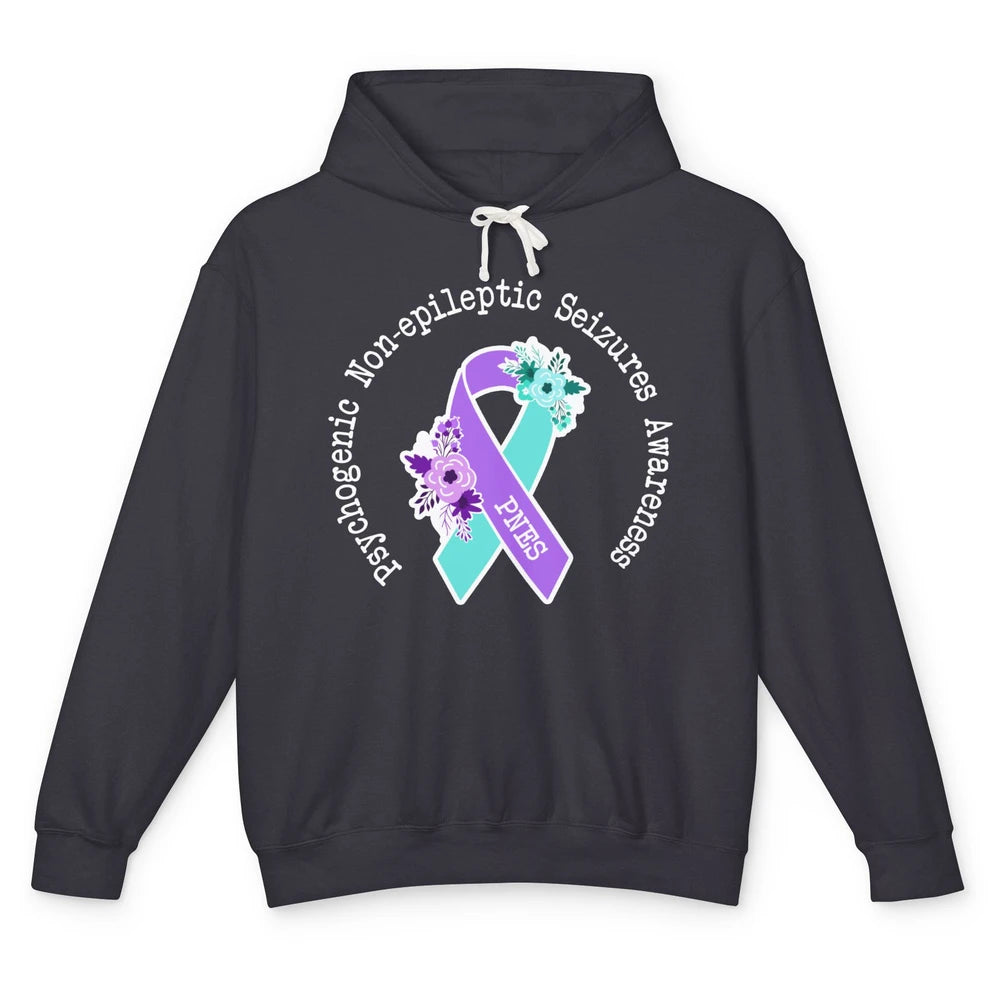 Psychogenic Non-epileptic Seizures PNES Purple Teal Ribbon Unisex Lightweight Hoodie