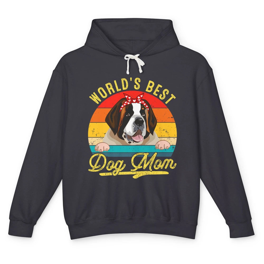 World Best Saint Bernard Dog Mom Funny Sunflower Mothers Day Unisex Lightweight Hoodie