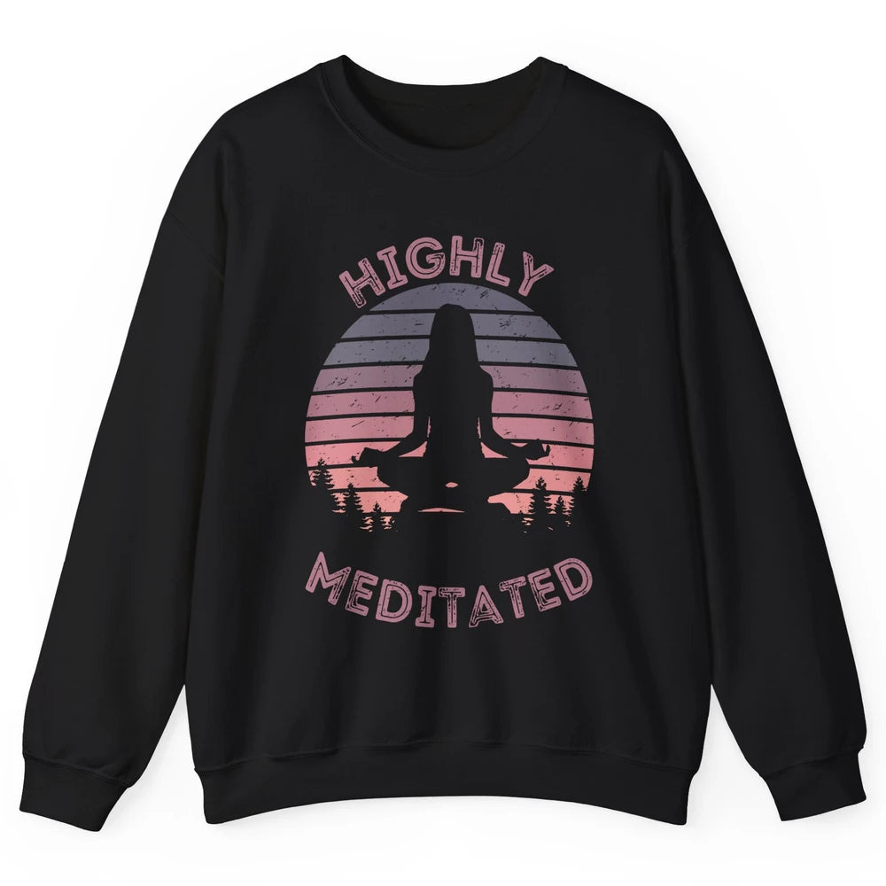 Vintage Woman Doing Yoga Highly Meditated Meditation Lovers Unisex Crewneck Sweatshirt