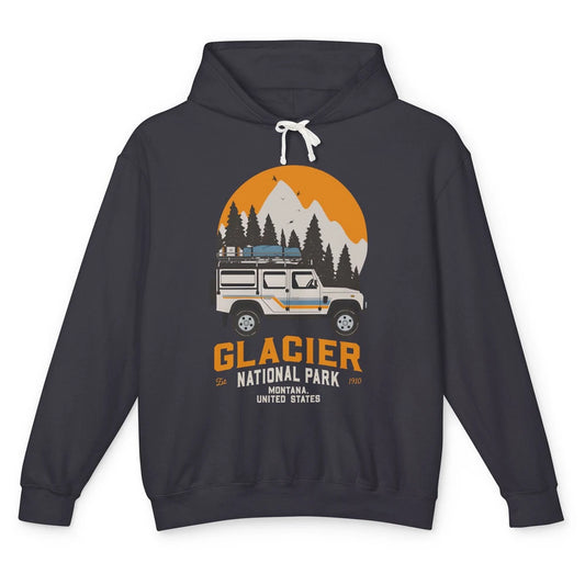 Vintage Glacier National Park Montana Road Trip Camping Unisex Lightweight Hoodie