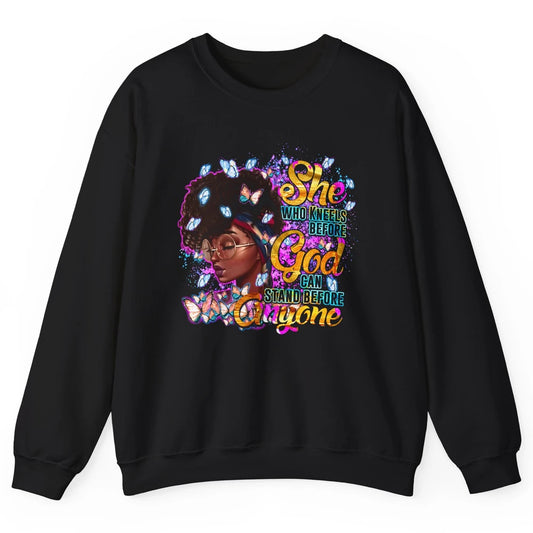 Black Girl She Who Kneels Before God Christian Afro Women Unisex Crewneck Sweatshirt