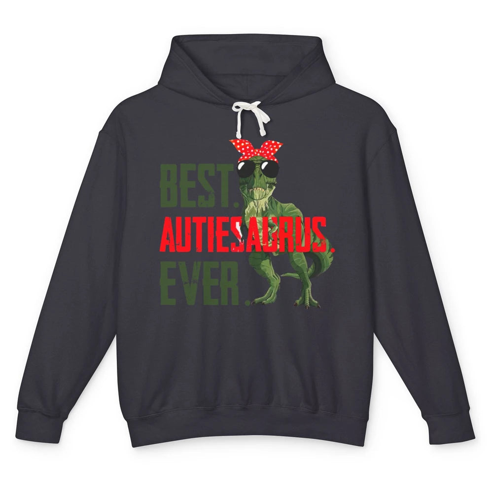 Retro Funny T Rex Best Auntiesaurus Ever Dinosaur Aunt Gift Unisex Lightweight Hoodie