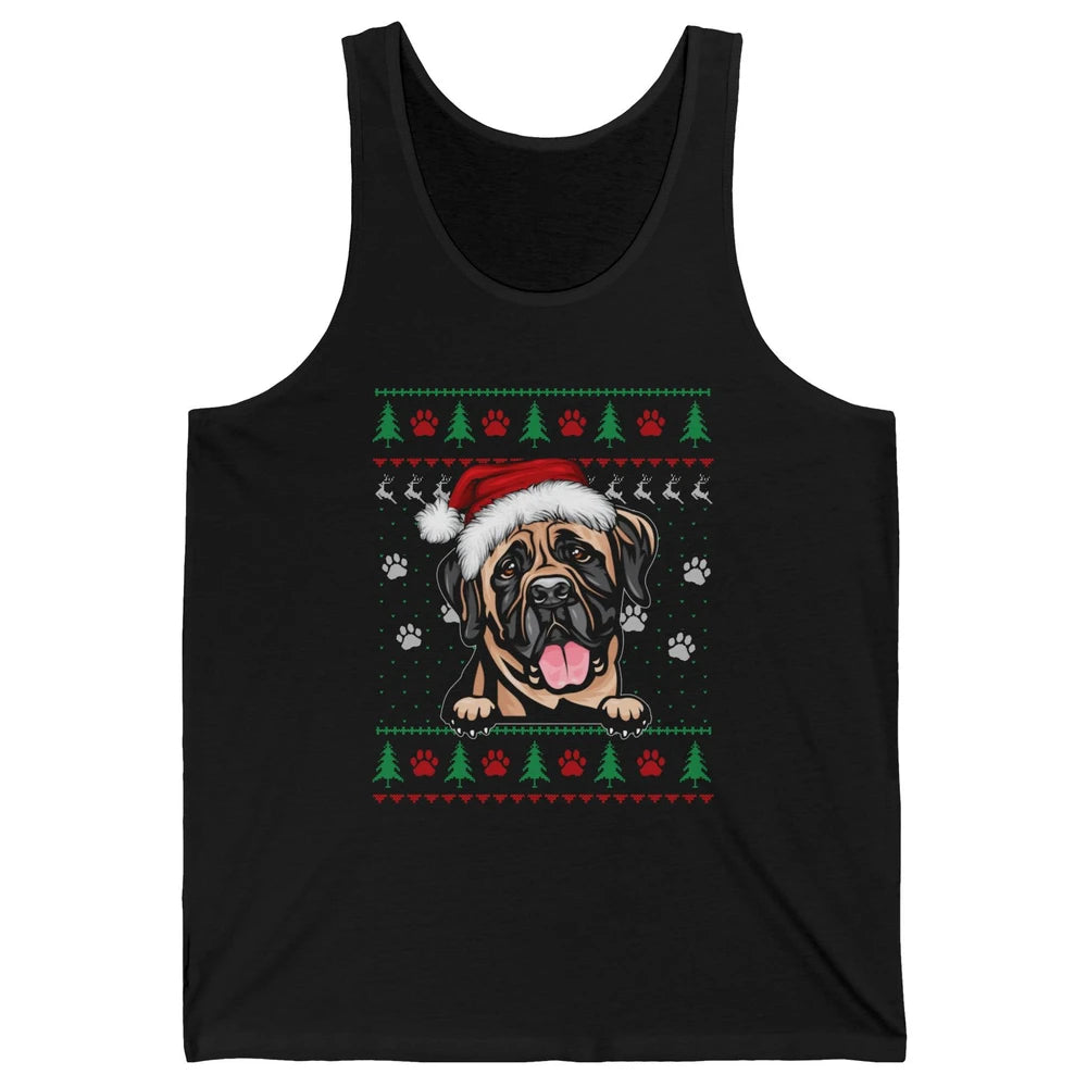 Merry Christmas Cute Santa Hat English Mastiff Dog Ugly Xmas Unisex Jersey Tank