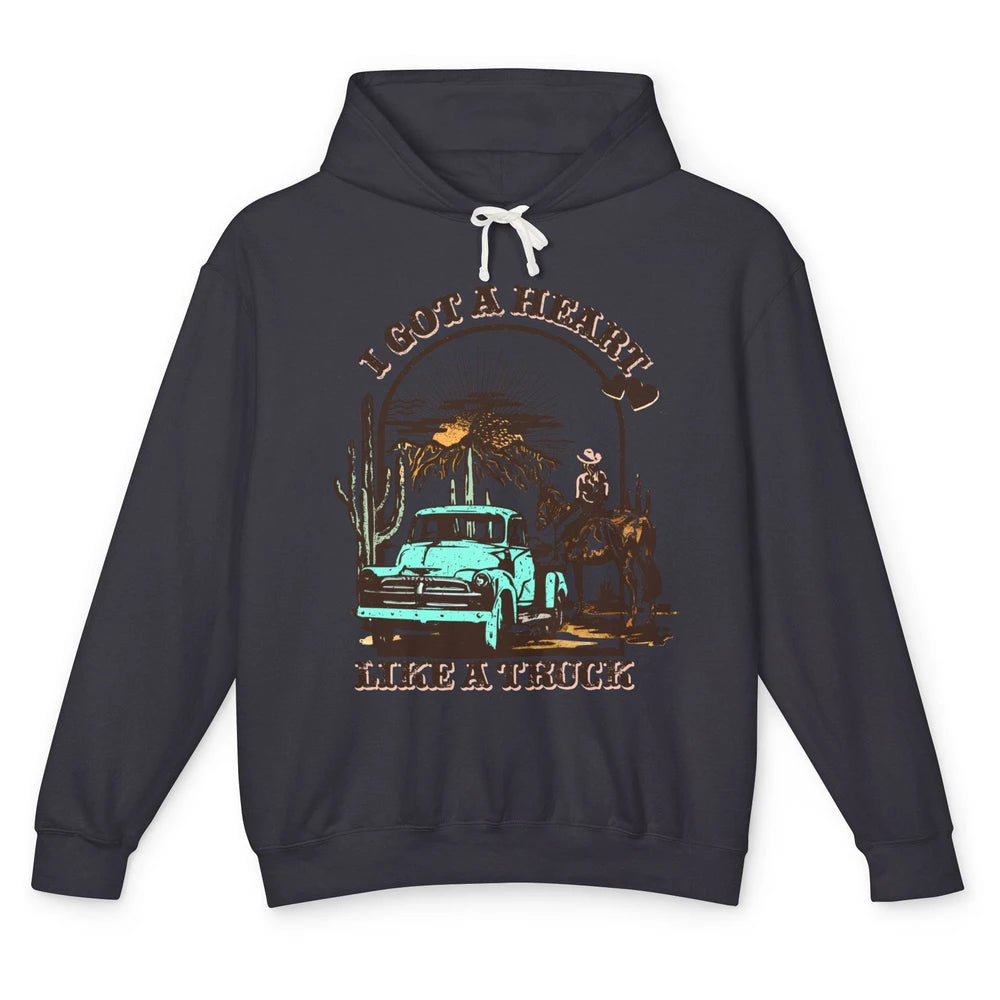 Retro Cowgirl Riding Horse I Got A Heart Western Country Unisex Lightweight Hoodie