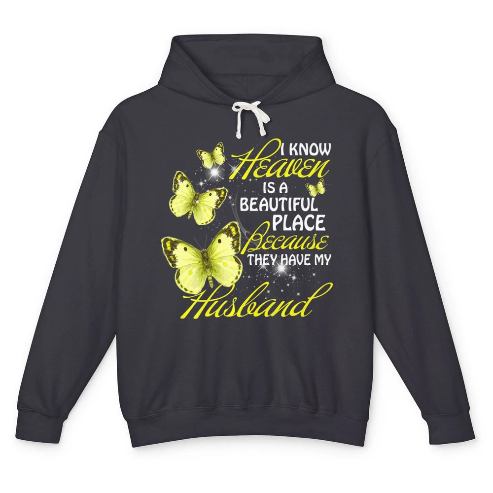 Heaven Beautiful Place They Have My Husband Butterfly Angel Unisex Lightweight Hoodie