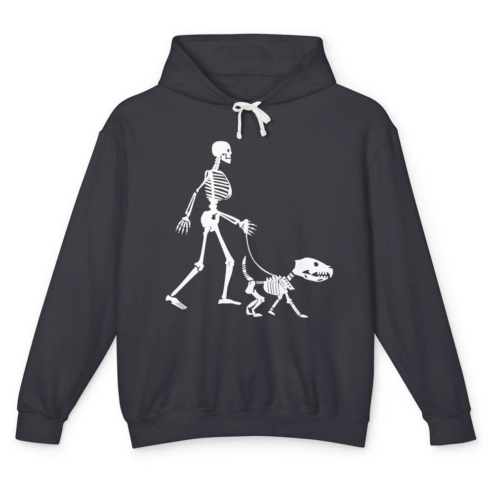 Funny Dog Lover Skeleton Halloween Spooky Death Skull Unisex Lightweight Hoodie