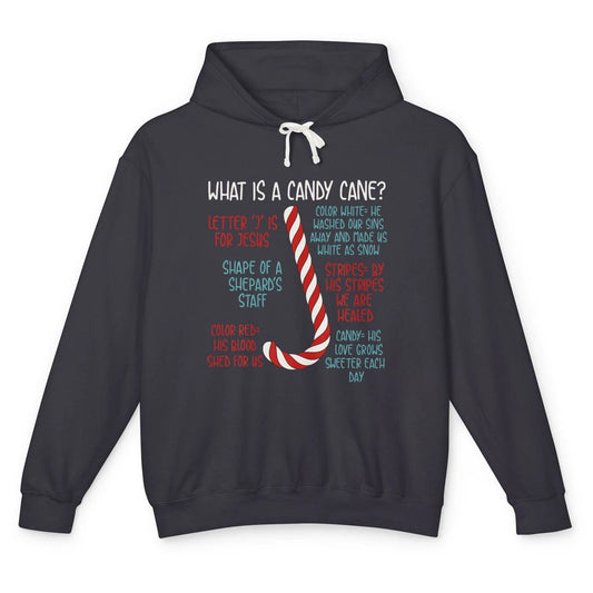 Merry Christmas Candy Cane Xmas Sayings Believe Faith Jesus Unisex Lightweight Hoodie