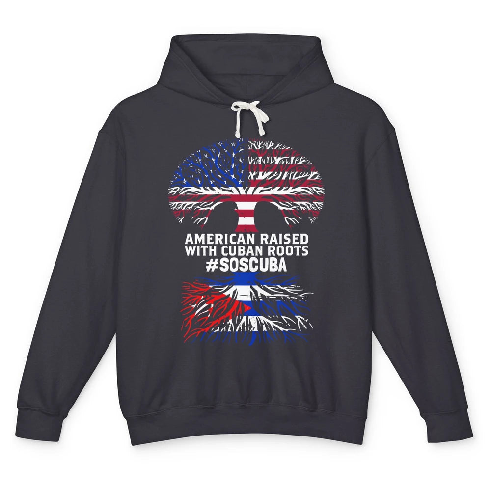 American Raised With Cuban Roots Cuban Flag Cuban Tree Unisex Lightweight Hoodie