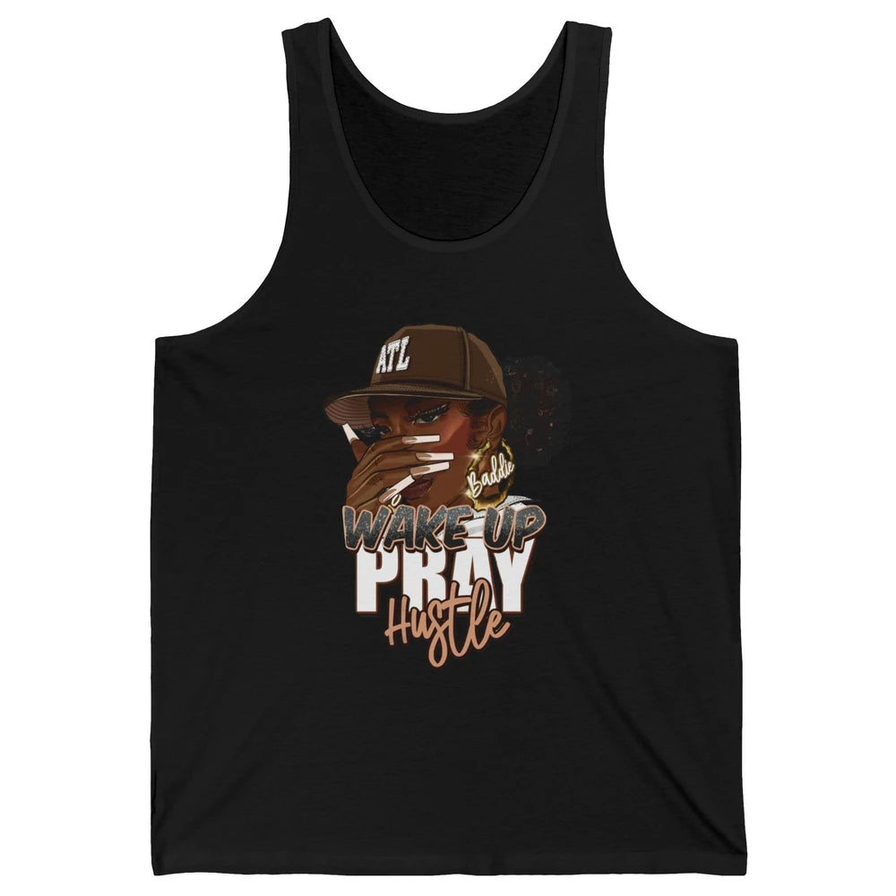 Afro Woman Wake Up Pray Hustle Inspirational Black Women Unisex Jersey Tank