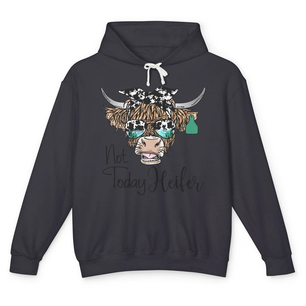 Highland Cow Bandana Cowhide Not Today Heifer Western Animal Unisex Lightweight Hoodie