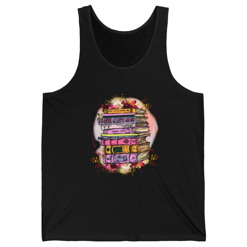 Book Wildflower Floral Aesthetic Librarian Bookworm Bookish Unisex Jersey Tank