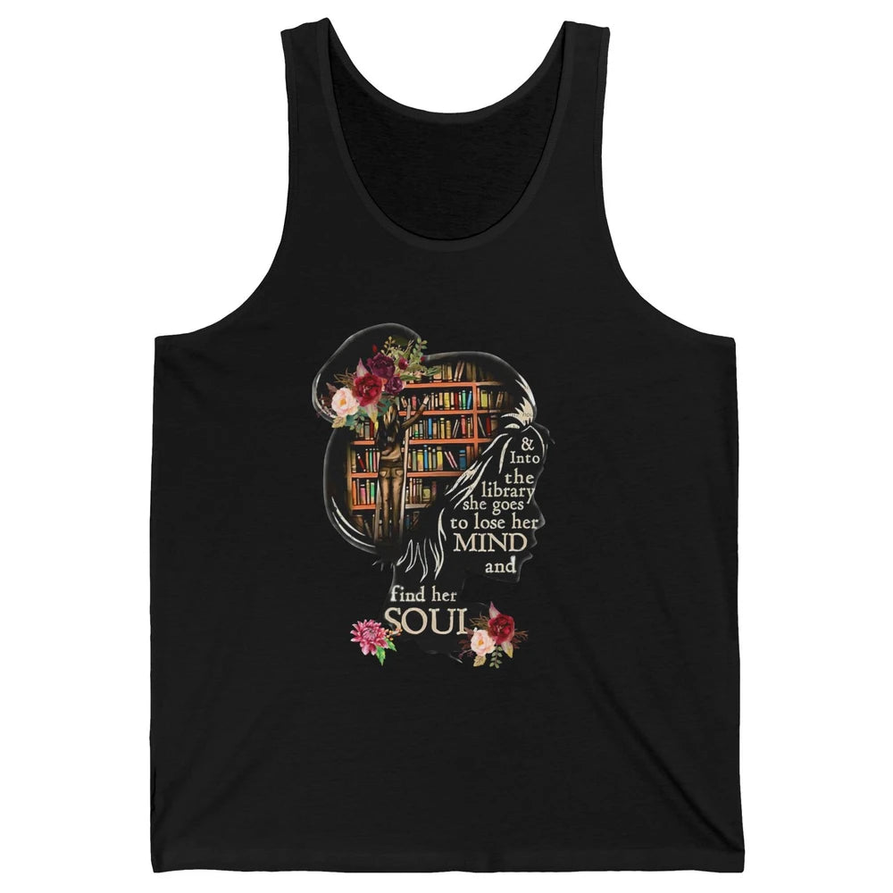 Bookish Into The Library She Goes Booknerd Reading Librarian Unisex Jersey Tank