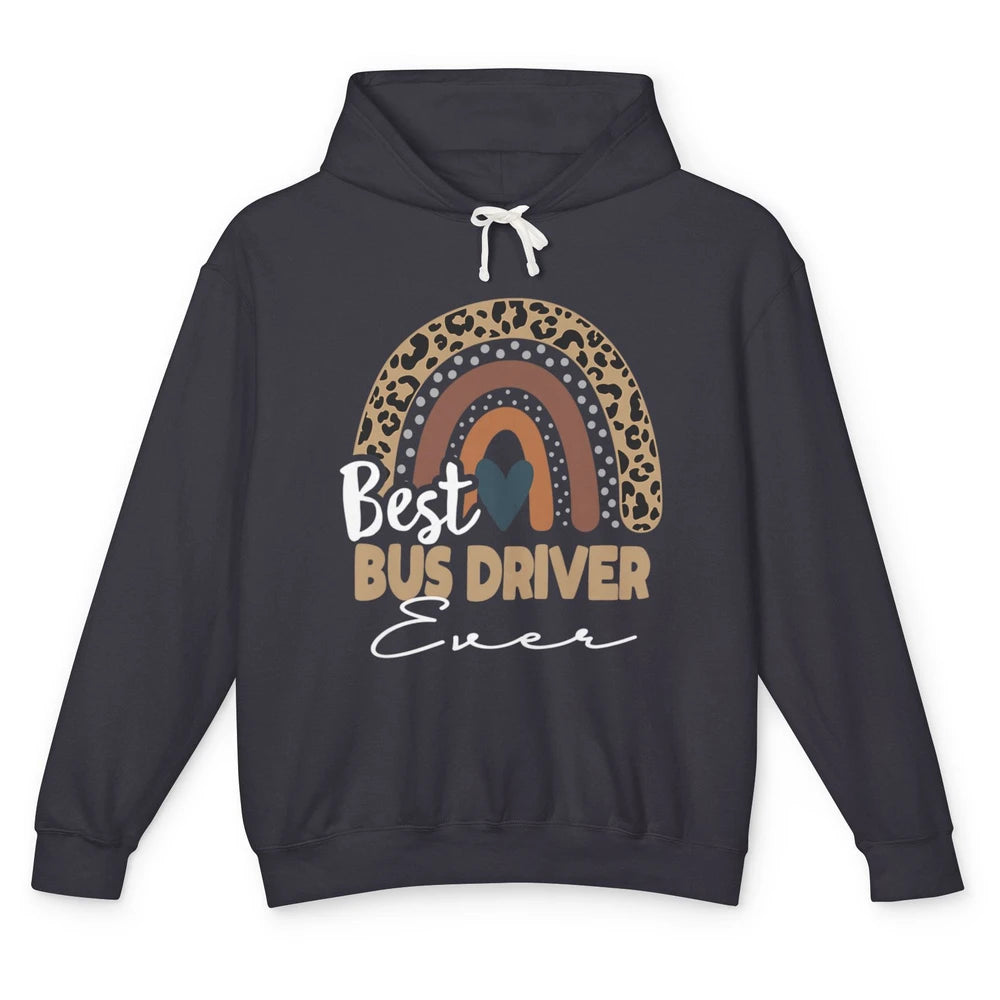 Funny Best School Bus Driver Ever Life Leopard Rainbow Boho Unisex Lightweight Hoodie