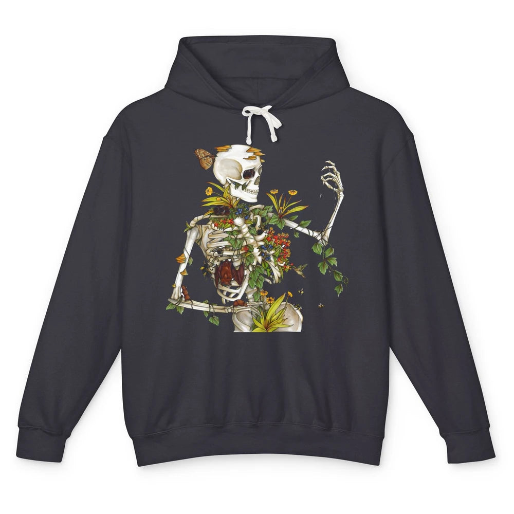 Skeleton Plant Bones and Botany Gardening Plant Lovers Unisex Lightweight Hoodie