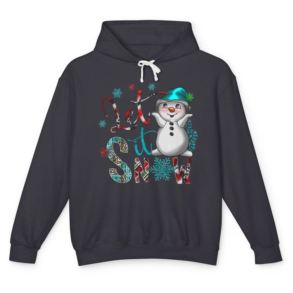 Leopard Snow Man Let It Snow Snowflakes Western Christmas Unisex Lightweight Hoodie