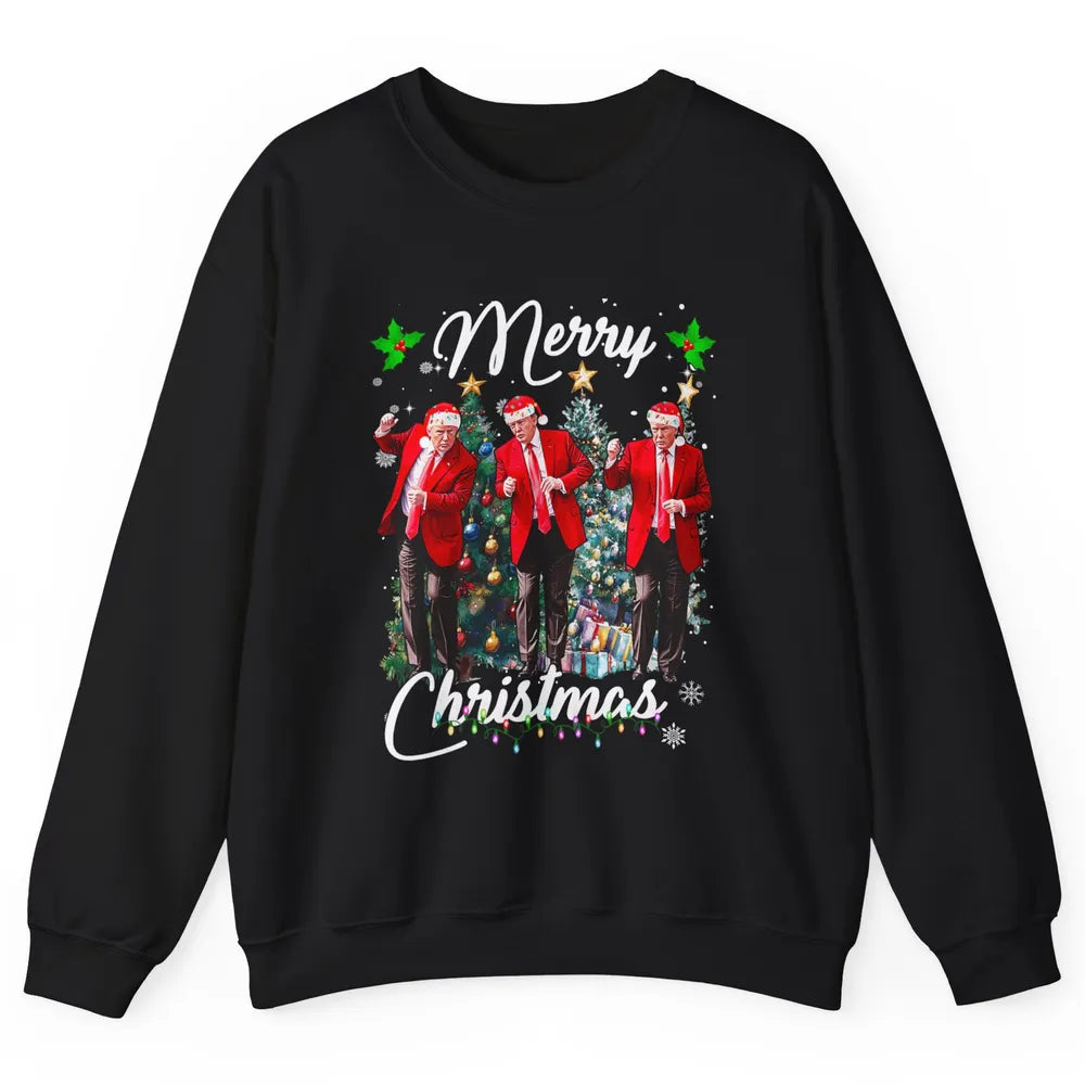 Funny Trump Dance Santa Claus Christmas Donald Trump President Sarcastic Political Xmas Unisex Crewneck Sweatshirt