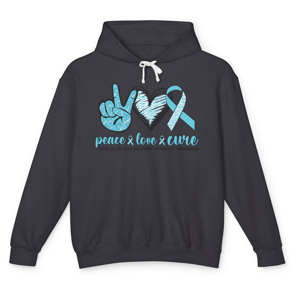 Median Arcuate Ligament Syndrome MALS Ribbon Peace Love Cure Unisex Lightweight Hoodie