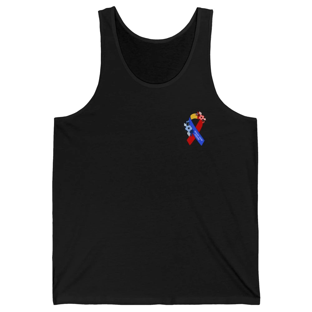 Thoracic Outlet Syndrome Awareness Floral Blue Red Ribbon Unisex Jersey Tank