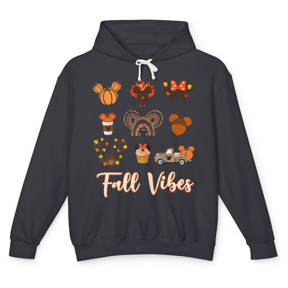 Retro Fall Vibes Pumpkin Turkey Halloween Fall Thanksgiving Unisex Lightweight Hoodie