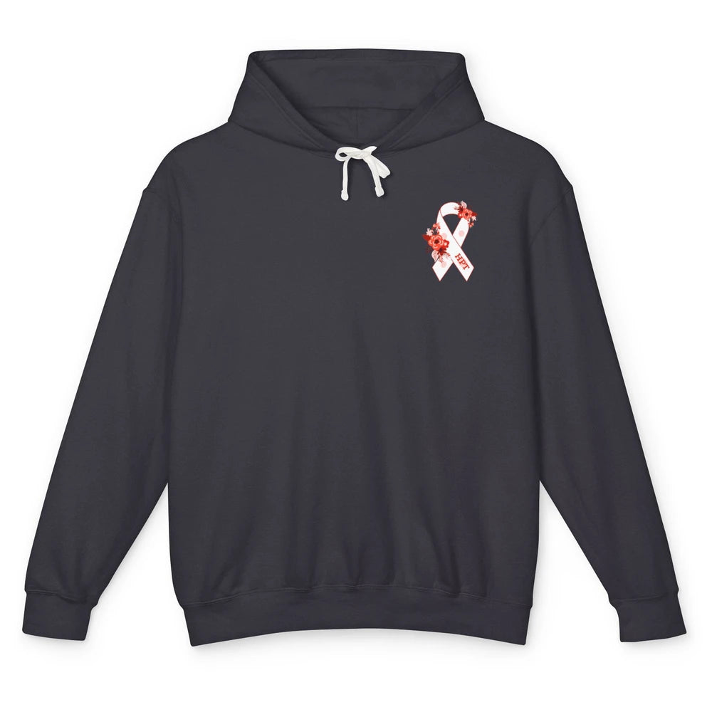 Hyperparathyroidism Awareness Red White Ribbon Parathyroid Unisex Lightweight Hoodie