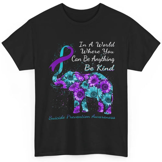 Sunflower Elephant Teal Purple Suicide Prevention Awareness Classic Unisex T-Shirt