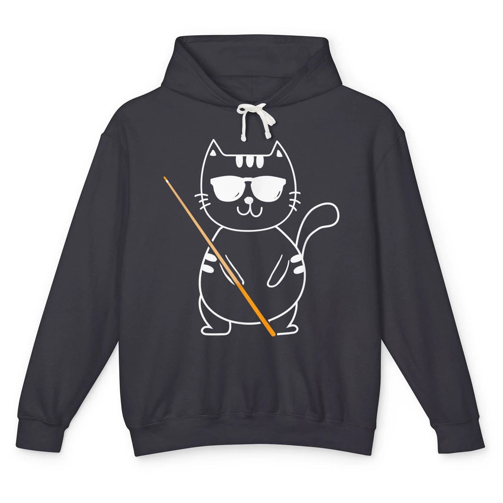 Pool Player Cool Cat Sunglasses Eight Balls Pool Snooker Pun Unisex Lightweight Hoodie