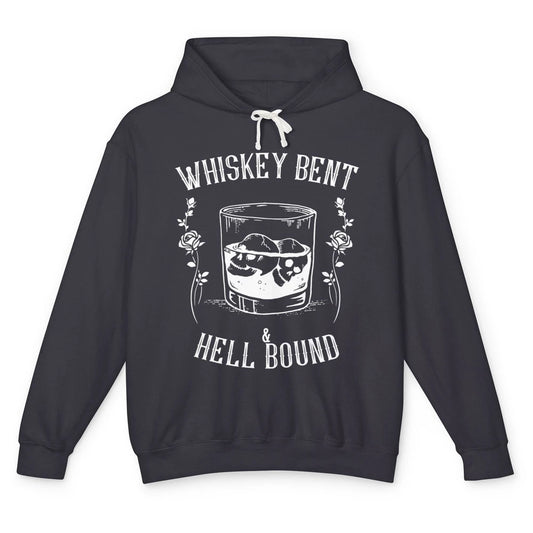 Whiskey Bent Hell Bound Wine Shot Drinker Alcoholic Bourbon Unisex Lightweight Hoodie