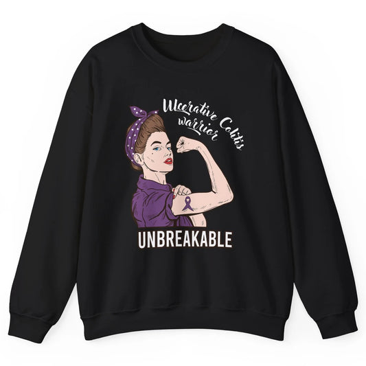 Ulcerative Colitis Warrior Unbreakable With Strong Woman Unisex Crewneck Sweatshirt