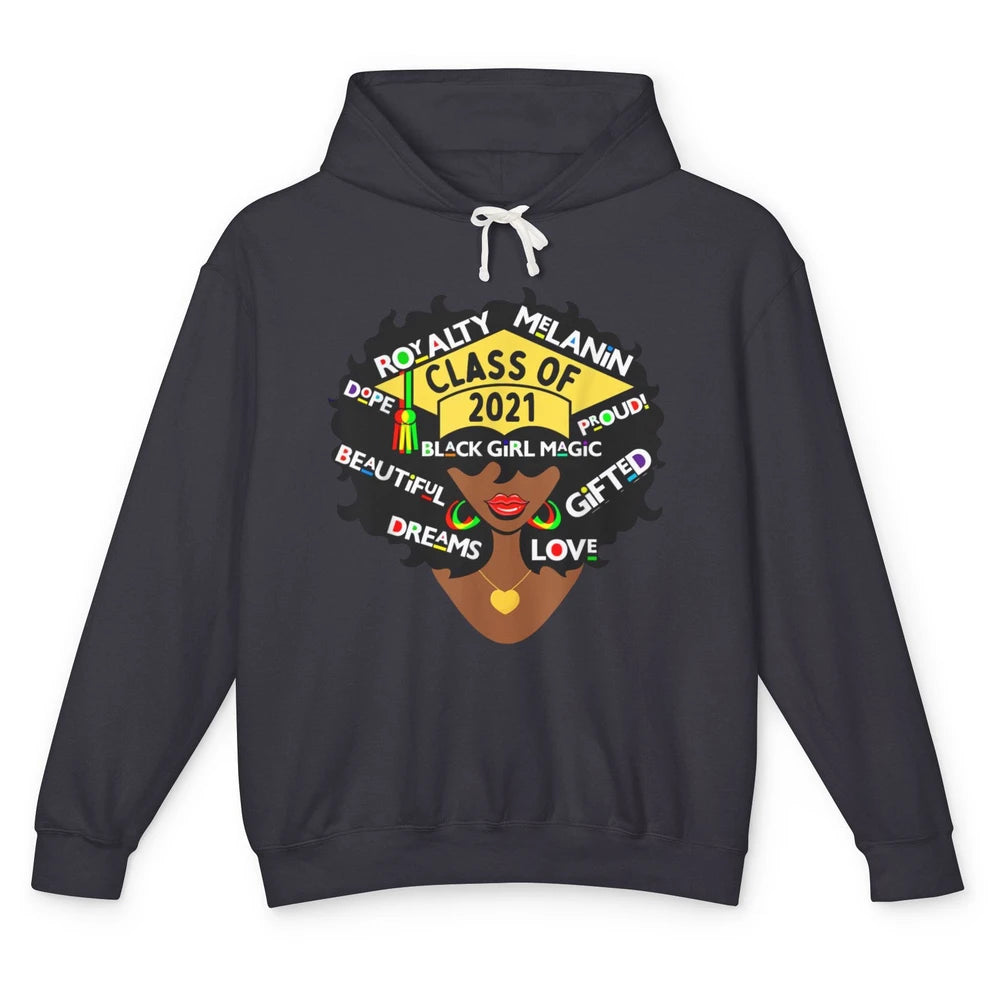 Class Of 2021 Black Educated High School College Graduation Unisex Lightweight Hoodie