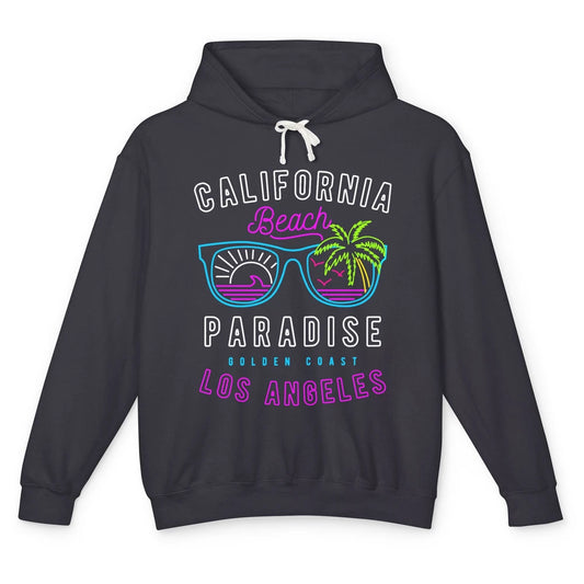 California Beach Paradise Los Angeles Golden Coast Neon 80s Unisex Lightweight Hoodie